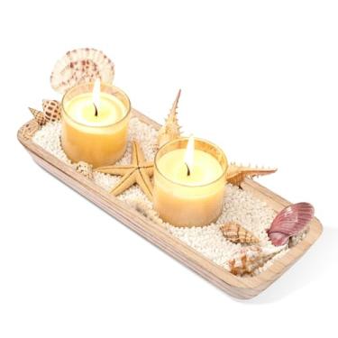 Imagem de HJJWNDDNG Tigela decorativa para decoração de casa, tigela de massa de madeira 40,6 cm bandeja grande de madeira para mesa de cozinha, mesa central, bandeja de madeira longa e estreita para decoração