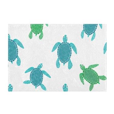 Imagem de Burbuja Tapete de banho Turtles, tapete de banheiro absorvente extra macio com suporte antiderrapante para banheiro, banheira, chuveiro, 40 x 61 cm