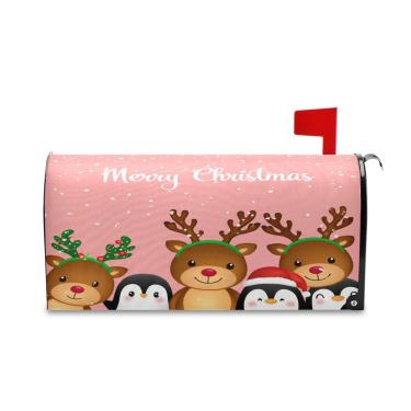 Imagem de Burbuja Capa de caixa de correio magnética de pinguim de rena de desenho animado para decoração de jardim e quintal, tamanho padrão 45 x 52 cm