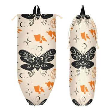 Imagem de xigua Suporte de parede para saco de plástico de Halloween com cordão 1 pacote, organizador de sacolas de supermercado reutilizável para bolsas, meias, roupas íntimas e gravatas