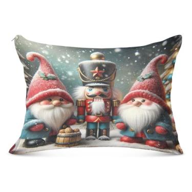 Imagem de Capas de almofada quebra-nozes Gnomos de Natal super macias tamanho padrão 50 x 66 centímetros fronhas com zíper