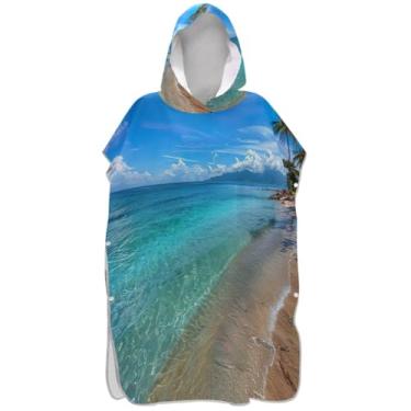 Imagem de Joisal Poncho de surf para adultos trocador de roupa de praia com capuz toalha floral plus size ponchos femininos com capuz praia tropical mar