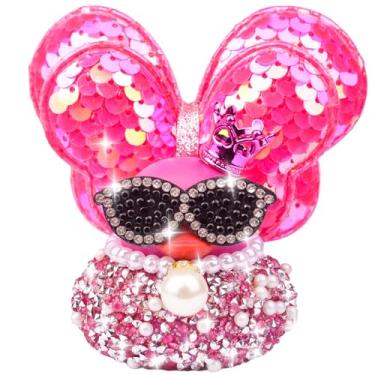 Imagem de CoFuBcad Ornamentos de carro de pato de borracha de diamante, acessórios de decoração de painel de carro de patos brilhantes com coroa, óculos de sol, asas de glitter, colar de pérolas, presentes