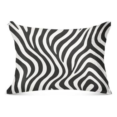 Imagem de Fronha decorativa com listras de zebra preta e branca com zíper para o corpo fronha padrão queen king capa de travesseiro macia macia, tamanho Queen, 51 x 76 cm
