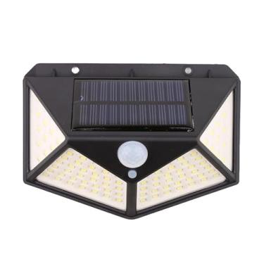 Imagem de Kit de 4 Luminárias Solar 100 LEDs com Sensor de Movimento, Refletor de Parede À Prova d'Água IP65, Iluminação Externa para Jardim e Segurança Residencial (1 peça)