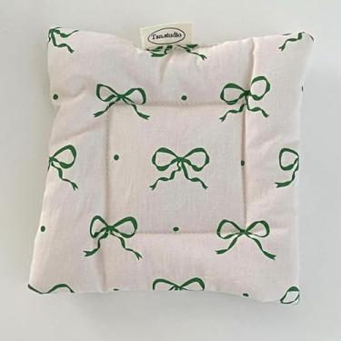 Imagem de 1 tapete de chá resistente ao calor com laço 5,9 polegadas/15 cm de algodão moderno acolchoado porta-copos de chá para cozinha, decoração de casa (verde)