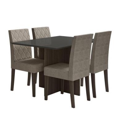Imagem de Kit Mesa de Jantar Helo Com Vidro 120x90 com 4 Cadeiras Jade - Poliman