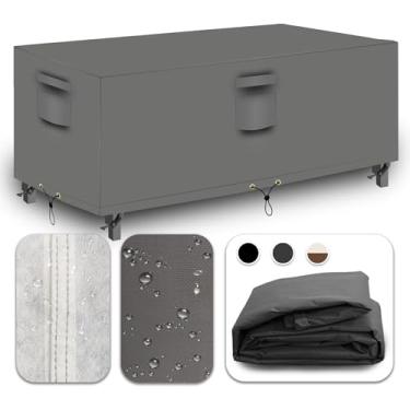 Imagem de CNCZMH Capas para móveis de pátio, capas de cadeira de pátio ao ar livre, à prova d'água, grande, capa de mesa resistente 600D, conjunto de capas de mesa de jantar e cadeiras externas (cinza, 262 x 20