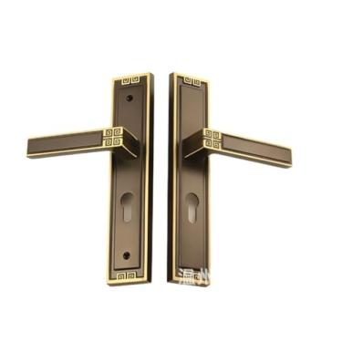 Imagem de Fechadura de porta de madeira maciça de cobre puro estilo chinês para quarto retro, fechadura, silenciosa, estilo europeu, alça simples (223 m 23 bronze)