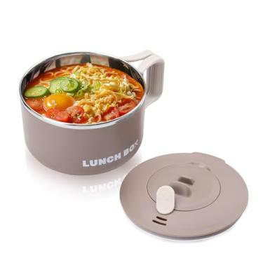 Imagem de Roucerlin Tigela de ramen de micro-ondas com alças de colher suporte de telefone, panela de macarrão ramen de 1,148 g, canecas para micro-ondas, recipientes de coador, instantâneos, para sopa