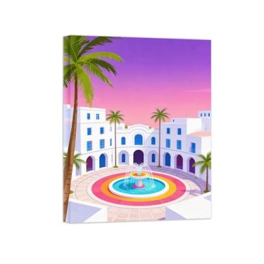 Imagem de Pôster paisagem - Fonte - Impressões em Tela - Imagem Moderna Natureza para Sala de Estar Decoração 80x105cm Tela Embrulhada