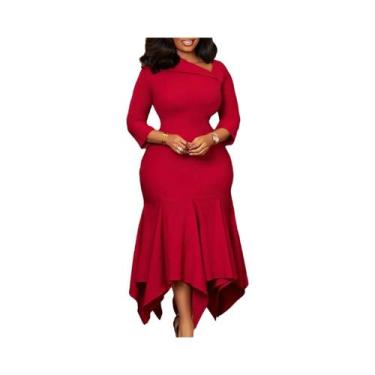 Imagem de Vestido Elegante De Manga Longa Em V Para Mulheres, Vestido Luxuoso De