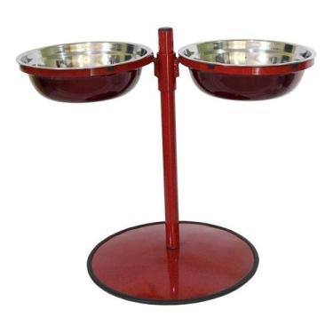 Imagem de Comedouro Grande Duplo Inox Altura Ajustável Cachorro PetGang - Gastro