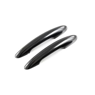 Imagem de 2 pçs preto brilhante maçaneta da porta capa adesivos estilo do carro acessórios interiores Compatível com bmw mini cooper s f54 f55 f60 f56 f57(Carbon No Hole)