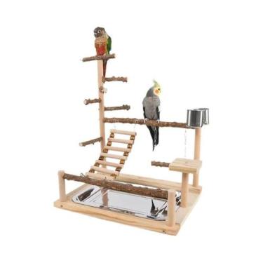 Imagem de Plataforma De Escalada Para Papagaio De Madeira, Escada, Rede De Balan