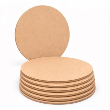 Imagem de Kit 8 Sousplar Suplat Base Redonda Prato 35x35 3mm Mdf Cru - Moveis C.
