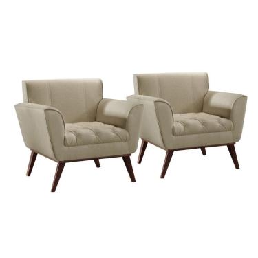 Imagem de Conjunto - 2 Poltronas Lise Luxo Madeira Maciça Castellar Linho Bege