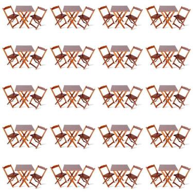 Imagem de Kit De 20 Conjuntos De Mesa Dobrável 70x70 Com 2 Cadeiras Imbuia