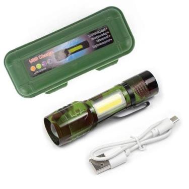 Imagem de Lanterna tatica led sabre recarregavel zoom mesa 3 em  1 sos trilha us