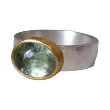 Imagem de Anel Circular Bicolor Feminino Para Presentes De Noivado E Aniversário