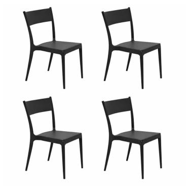 Imagem de Kit Com 4 Cadeiras Tramontina Diana Preta Em Polipropileno Sustentável