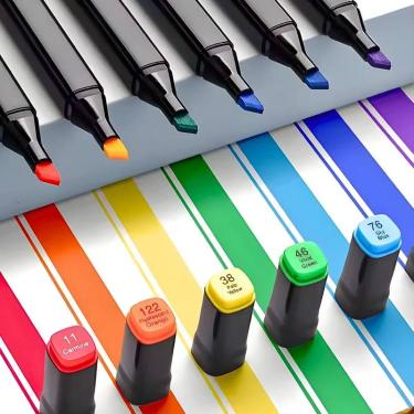 Imagem de Kit Canetas Marcador Permanente Ponta Dupla 48 Cores + Bolsa