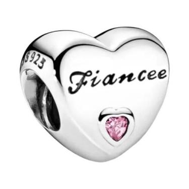 Imagem de Pulseira Feminina De Prata Esterlina 925 Com Berloques De Coração 'Amo