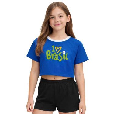 Imagem de Camiseta Cropped Adulto Look Jeans I Love Brasil - P - MARINHO-Feminino