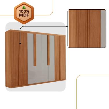Imagem de Guarda Roupa Casal Levi Mdf Com 8 Portas 4 Gavetas Moderna Naturalle/off White
