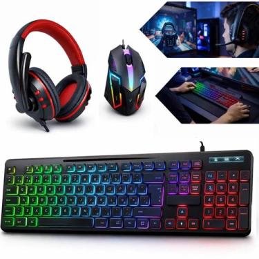 Imagem de Kit Gamer Competitivo Com Iluminação LED Teclado Semi Mêcanico Mouse E