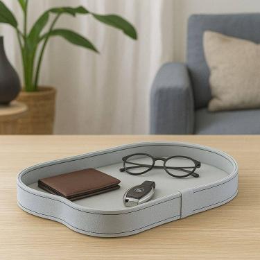 Imagem de Bandeja Beatrice para Organizar Ambientes com Design Orgânico Material Ecológico Cinza Hara