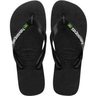 Imagem de Chinelo Havaianas Infantil Brasil Logo Menino, 23/24, Preto
