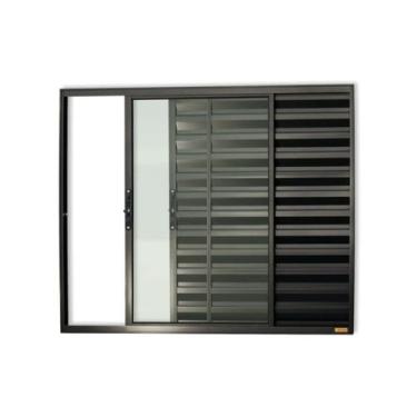 Imagem de Veneziana Confort 3 Folhas Vidro Liso 80cm x 100cm Brimak Preto