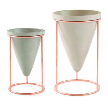 Imagem de KIT CACHEPOT EM CIM COM SUPORT EM METAL - 2 PCS