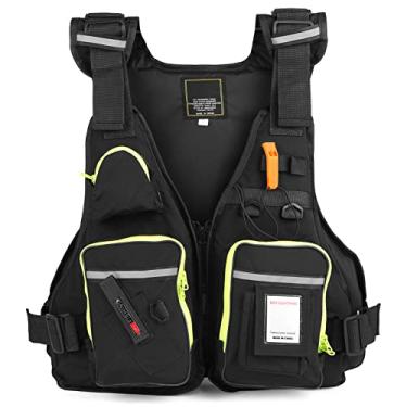 Imagem de Jaqueta de pesca com mosca com vários bolsos Colete de flutuação com suporte para garrafa de água para caiaque, vela, barco, esportes aquáticos