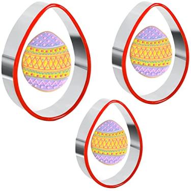 Imagem de Crethinkaty Conjunto de 3 peças de cortadores de biscoito para assar ovos de Páscoa com borda de PVC macia para biscoitos/pastelaria/biscoito para feriados