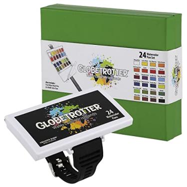Imagem de Creative Mark Conjunto de pulseiras aquarela Artist 24 Half Pan Globetrotter Waterbox, inclui pulseiras portáteis de paleta de aquarela e pincel de viagem