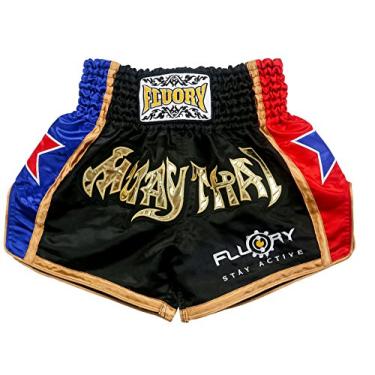 Imagem de FLUORY Shorts de luta de Muay Thai, shorts de MMA, roupas para treinamento, gaiola, luta, artes marciais, kickboxing, roupas