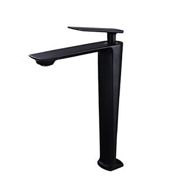 Imagem de Misturador de água quente Torneira de banheiro de manípulo único Torneira de pia de banheiro cromada branca Frio e preto alto