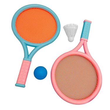 Imagem de Conjunto de raquete de tênis infantil, linda raquete de badminton infantil leve 2 raquetes, 2 bolas para presentes para exercícios ( e rosa)