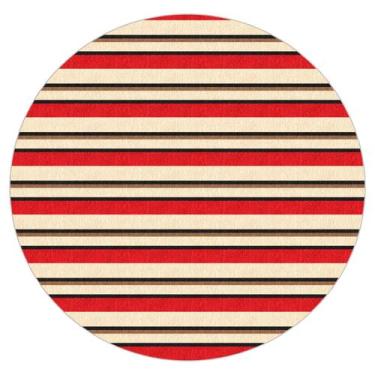 Imagem de Tapete Listrado Fácil Limpeza Moderno Redondo Vermelho 140cm - Tapetes