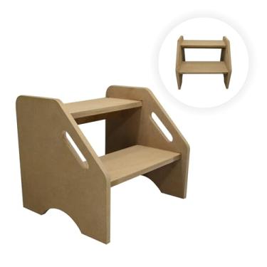 Imagem de Escada Escadinha 2(dois) Degraus Maca Estetica Multiuso Banqueta Banco Mdf (MDF Cru)
