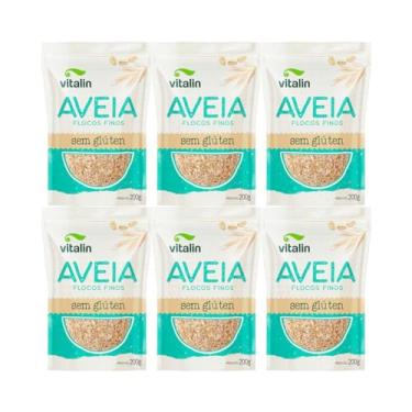 Imagem de Kit com 6 Pouchs de Aveia em Flocos Finos Integral sem Glúten de 200g cada - Vitalin