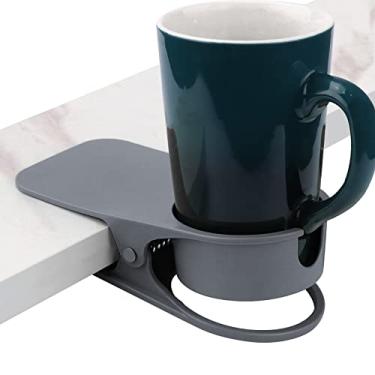 Imagem de Kalolary Novo clipe de suporte para copo de bebida - Suporte para garrafa de mesa O grampo de vidro DIY Pires de armazenamento clipe para caneca de café de água design pires para casa e escritório, cinza