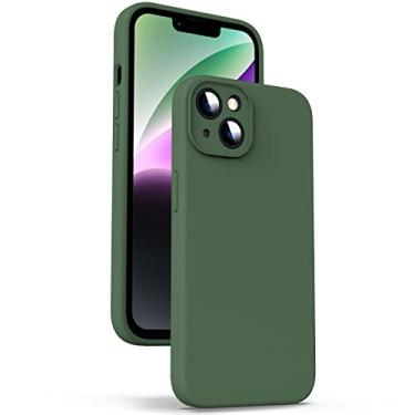 Imagem de Supdeal Capa de silicone líquido para iPhone 14, [Silicone líquido verdadeiro] [Anti impressão digital] Capa protetora de 4 camadas para celular, cobertura total ao redor da câmera e microfibra embutida, 6,1 polegadas, verde
