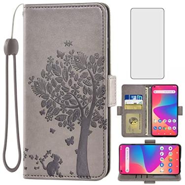 Imagem de Asuwish Capa tipo carteira compatível com BLU G91/V91 e protetor de tela de vidro temperado, acessórios para bolsa, alça de pulso, suporte para cartão de crédito, capa para celular azul G 91 G0410WW