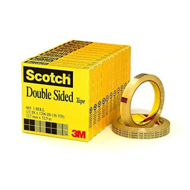 Imagem de Scotch Recarga Permanente De Fita Dupla Face, 1/2" X 36 Jardas, Núcleo De 3", 12 Rolos (665-12Pk) Claro