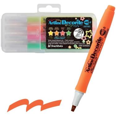 Imagem de Shachihata EDF-3/4PSH4 Art Line Decorite, cor neon, quadrado, 3,0 mm, conjunto de 4 cores