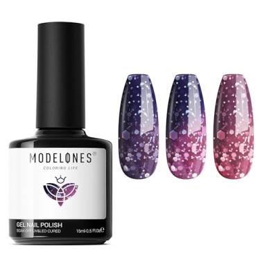 Imagem de modelones Esmalte de gel que muda de cor, 1 peça, 15 ml, azul escuro, roxo, humor, mudança de temperatura, esmalte de gel de imersão faça você mesmo, presente de arte de unhas de inverno para casa
