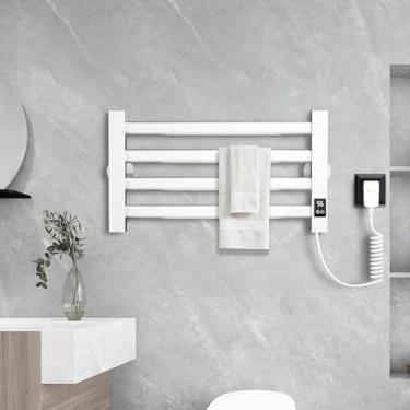 Imagem de Toalheiro radiador 55W Toalheiro aquecedor para banheiro Toalheiro radiador com tela LED Toalheiro elétrico com temporizador e termostato, aquecedor de fibra de carbono
